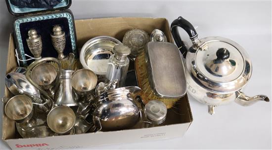 A group of silver and plated items,